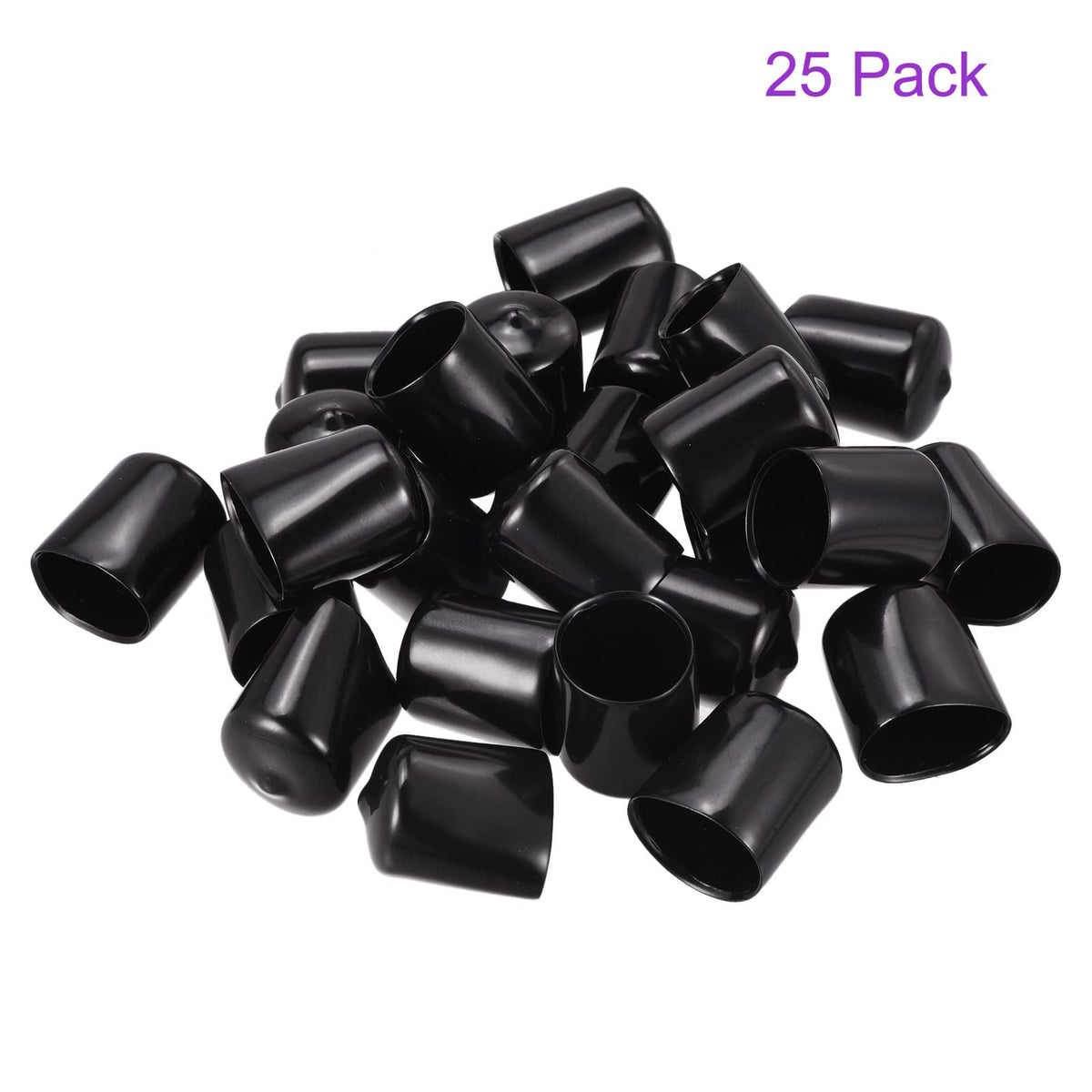 DMiotech 25 Pack 7/8" ID Black Screw Thread Protectors Rubber End Caps Bolt Covers for Screw Bolt Furniture Pipe