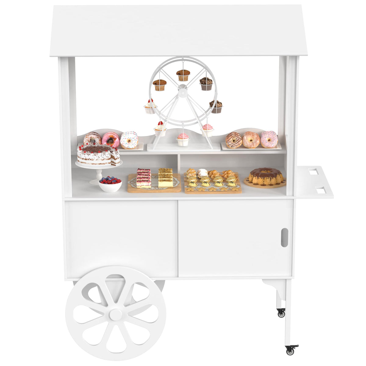 GDLF Candy Cart for Party - Cake Stand - Dessert Cart with Wheels & Storage Cabinet for Wedding, Baby Shower, Birthday & Party Decor