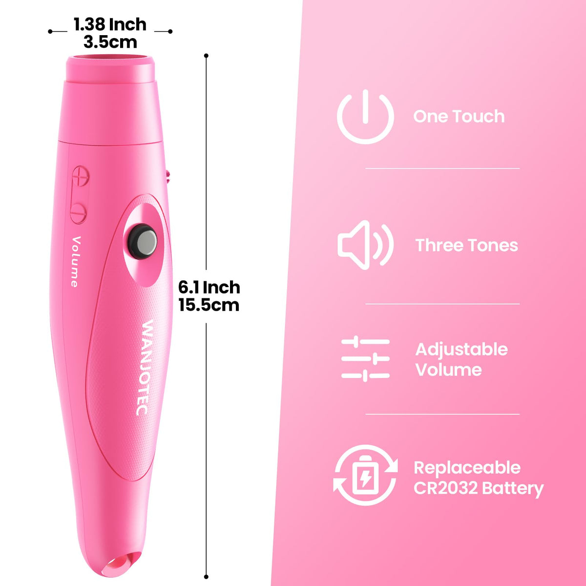 WANJOTEC Electronic Whistle for Teacher Coaches, 3 Tones Adjustable 130db Loudest High Volume Handheld Emergency Electric Whistles for Referee, P.E.Outdoor Sports Whistles with Lanyard，Gift (Pink)