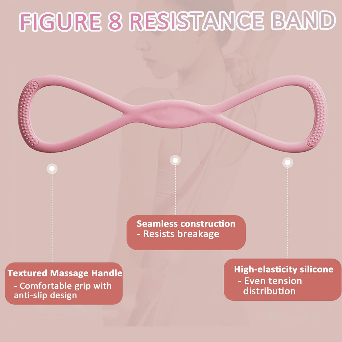 Figure 8 Resistance Band, 2025 New Figure 8 Resistance Bands for Women, Exercise Band with Handles for Working Out, Arm, Back, Fullbody Yoga Pulling Rope, Elastic Stretch Bands（15 LB (Blue)