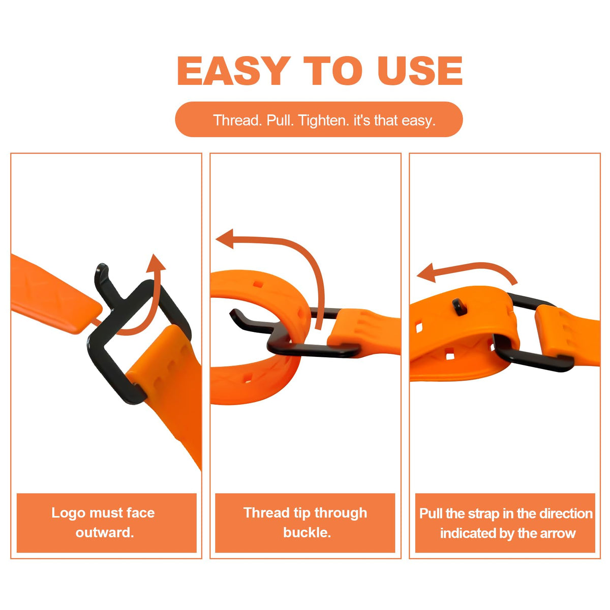 AMEDELE 4 Pack Lashing Straps with Buckles,Adjustable Utility Tension Straps,Simple Tie-Downs Straps for Securing Bike Moto Luggage,Garden Hoses,Skis,Wires and Cables,Orange,14"
