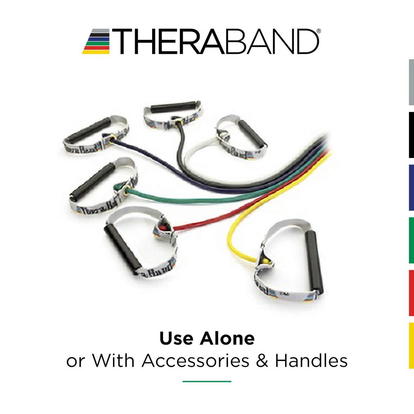 Theraband 13080 Professional Latex Resistance Tubing with Handles for Physical Therapy, 50" Length, Black, Extra Heavy, Blue