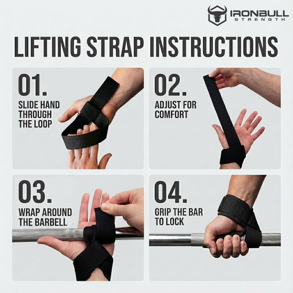 Lifting Wrist Straps for Weightlifting (1 Pair) – Padded Lifting Straps for Deadlifts, Powerlifting, Strength Training & Bodybuilding – Gym Straps for Men & Women (Red)
