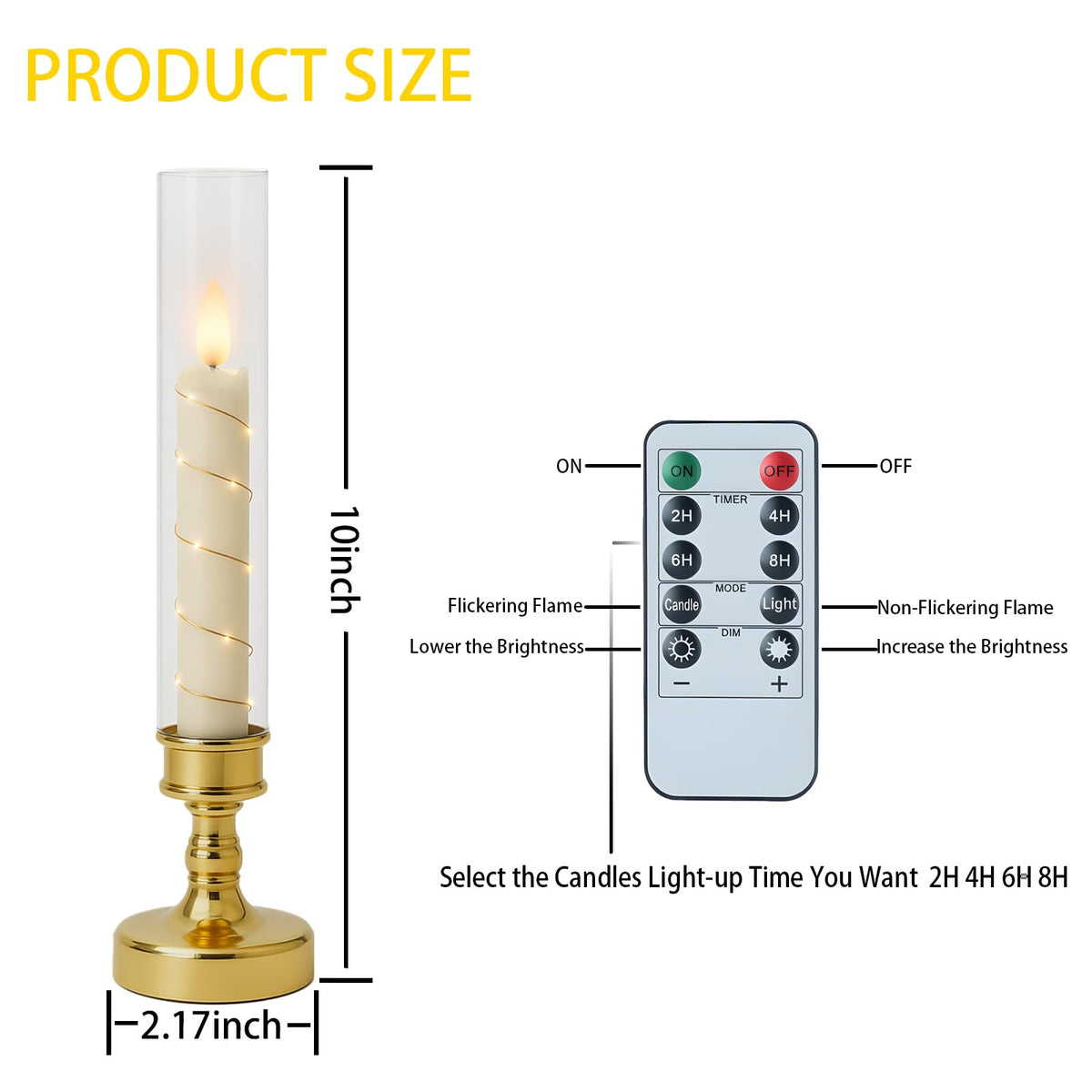 Prerish 6PCS Flameless Candles with Timer, Flickering Fake Electric LED Candles for Romantic Ambiance, Battery Operated Candles, Centerpiece Table Decorations, Wedding, Halloween, Christmas (Gold)