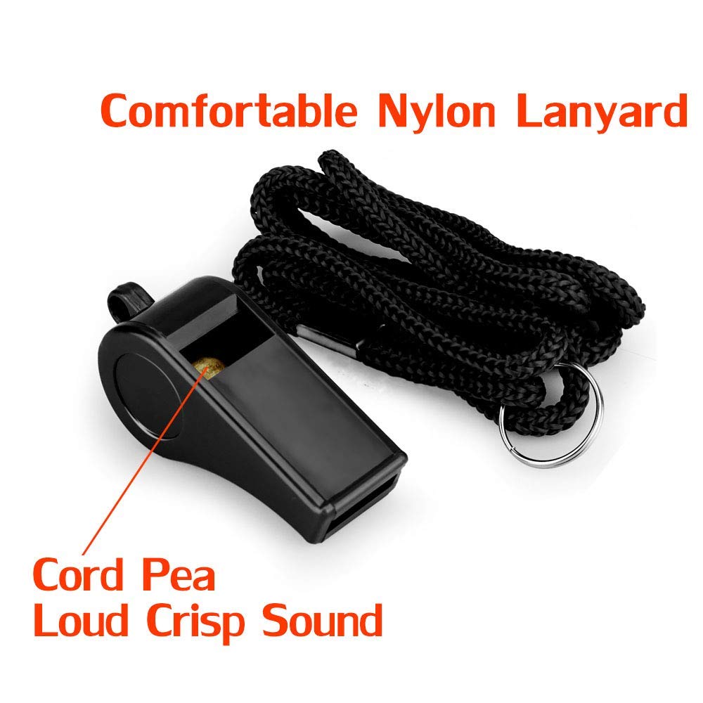 Hipat Whistle, 3 Packs Plastic Sports Whistles with Lanyard, Loud Crisp Sound Whistle Ideal for Coaches, Referees, and Officials