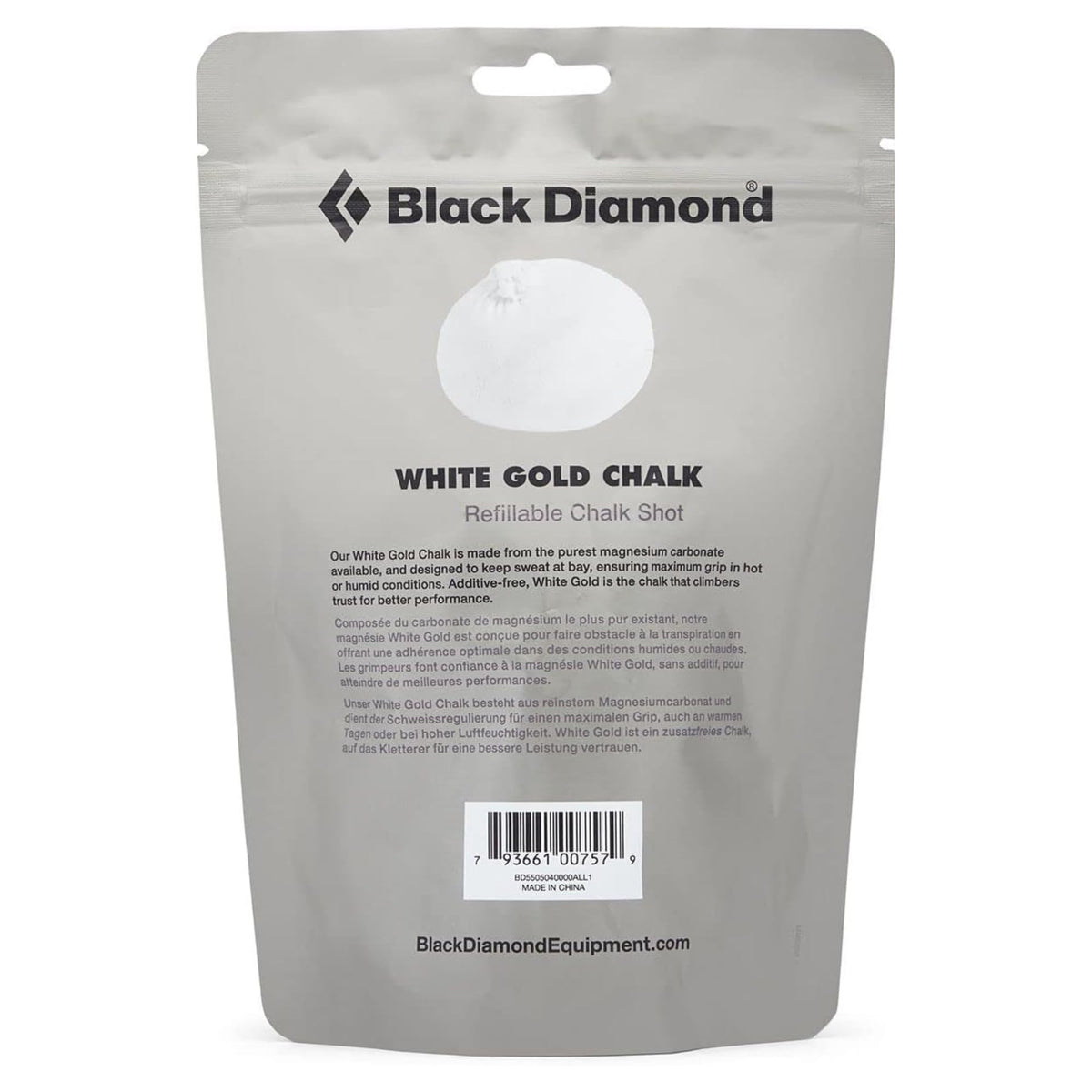 BLACK DIAMOND White Gold Refillable Chalk Shot | Reusable Mesh Chalk Ball | Controlled Chalk Dispersion | Indoor & Outdoor Rock Climbing
