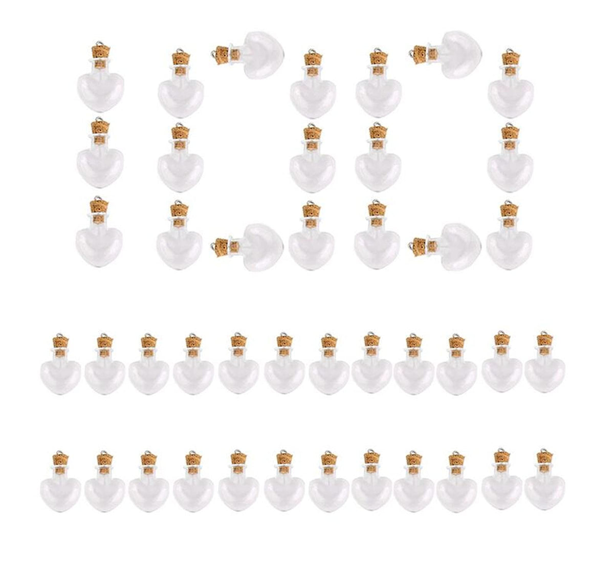Mini Glass Jars with Cork Stoppers - Tiny Heart-Shaped Bottles for Party Wedding Decor & Jewelry Making (100)