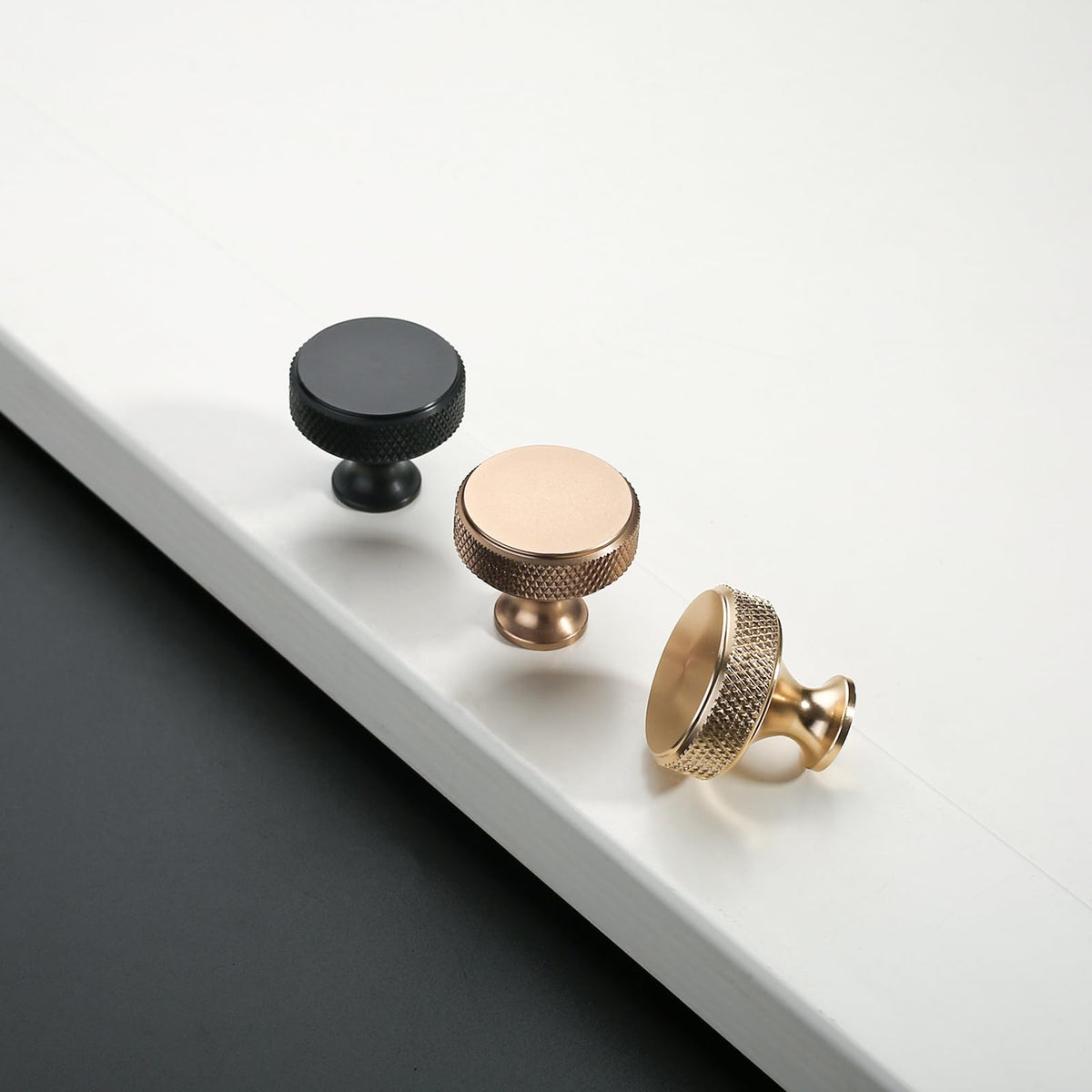 Coinkoly 10 Pack 1-1/5"(30mm) Matte Black Knurled Cabinet Knobs for Dresser Kitchen Knobs for Cabinets Single Hole Cabinet Pulls Hardware