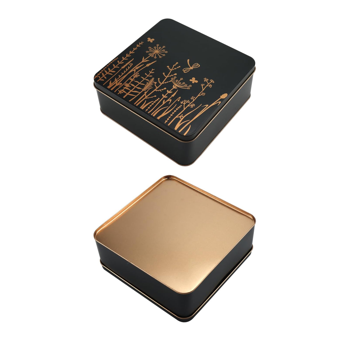 PHILPETY Decorative Storage Box Rural Tin Gift Box Tinplate Candy Cookie Jars Square Storage Containers with Lids for Chocolate Candy Tea Coffee Cosmetics Jewelry Photos Gift Case 3Pcs