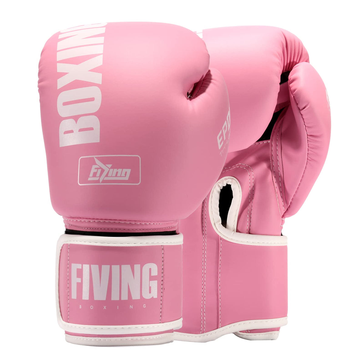 FIVING Pro Style Boxing Gloves for Women, PU Leather, Training Muay Thai,Sparring,Fighting Kickboxing,Adult Heavy Punching Bag Gloves Mitts Focus Pad Workout for Ladies(New Pink, 12oz)