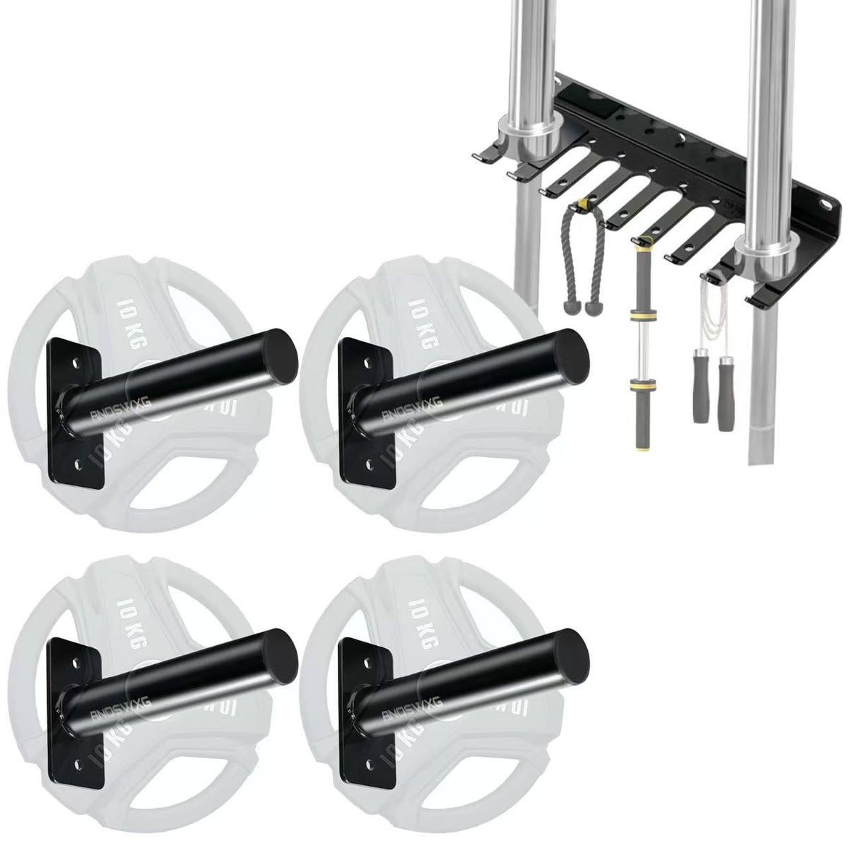 Wall-Mounted Strength Training Plate Storage Rack – Heavy Duty 2” Weight Plate Holder with Foam Padding, Bumper Plate Storage for Home Gym, Garage, and Power Rack