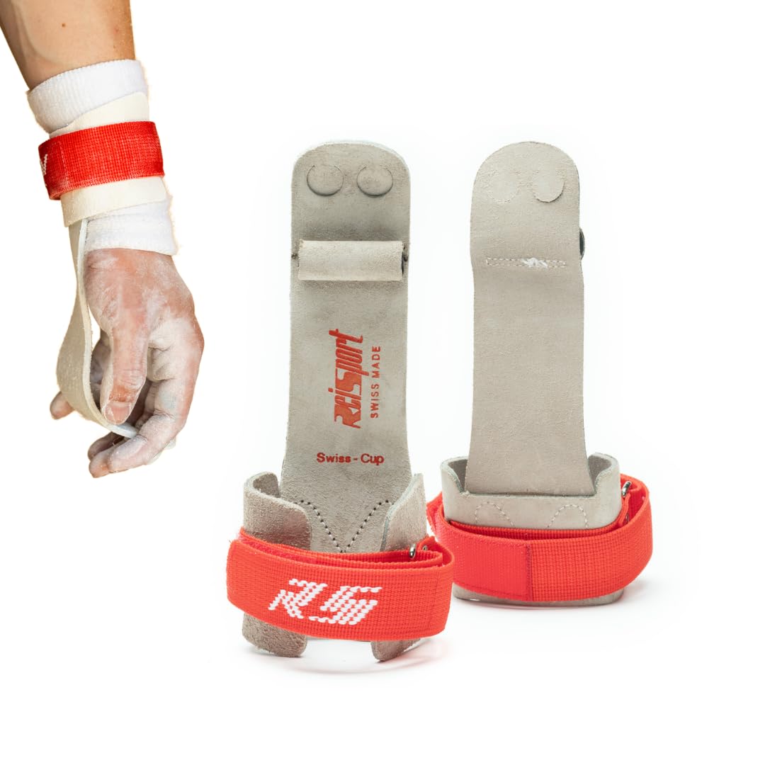 Reisport Men's Ring Gymnastics Grips - Durable Leather Hand Grips for Gymnastics Rings Men & Boys - Gymnastics Equipment & Accessories for Advanced Gymnasts