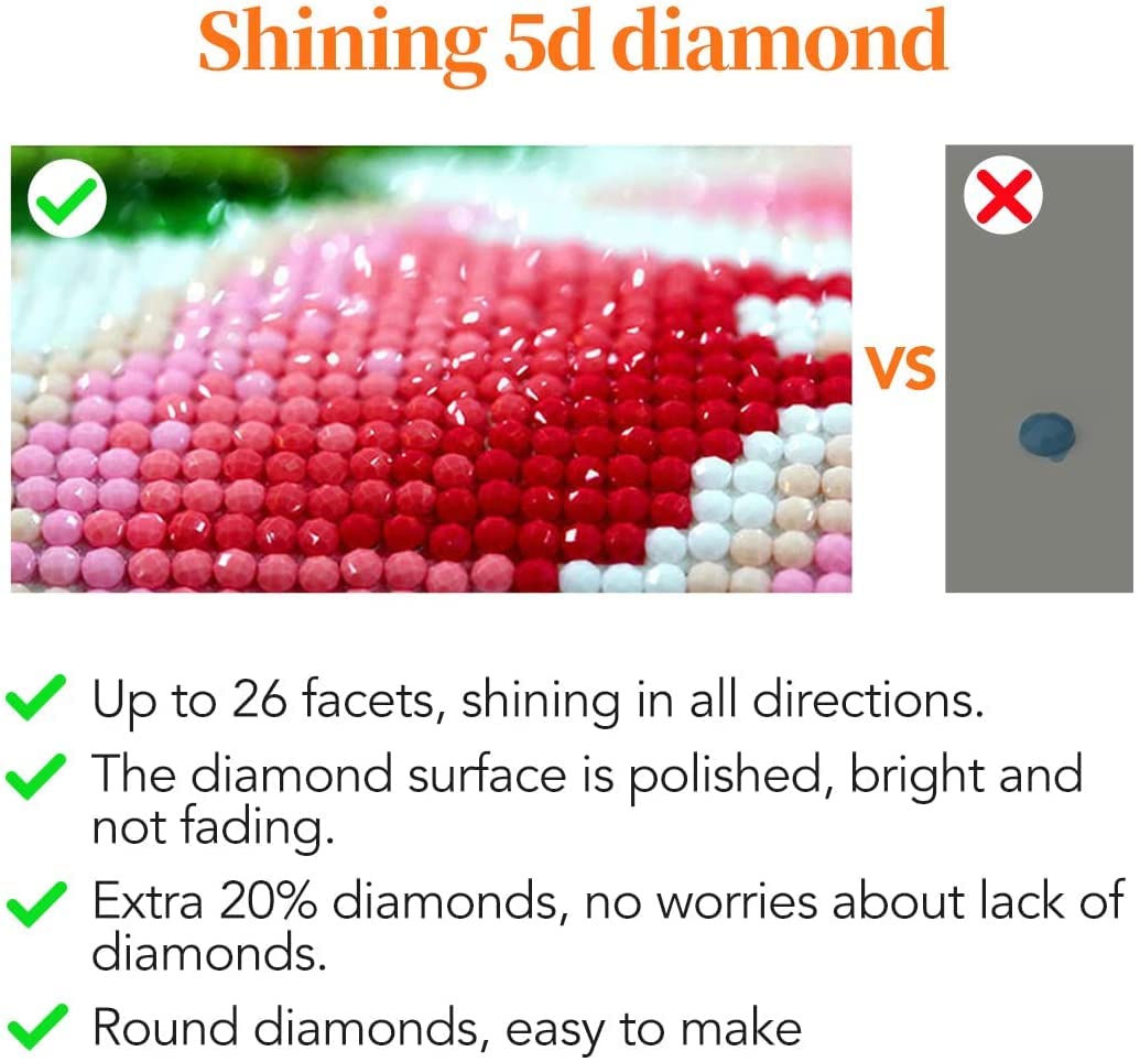 WHYCJXWL Diamond Art Full Drill Round Rhinestone, Diamond Art for Adults and Beginners, DIY 5D Diamond Art Kits for Home Wall Decor (12X16 Inch)