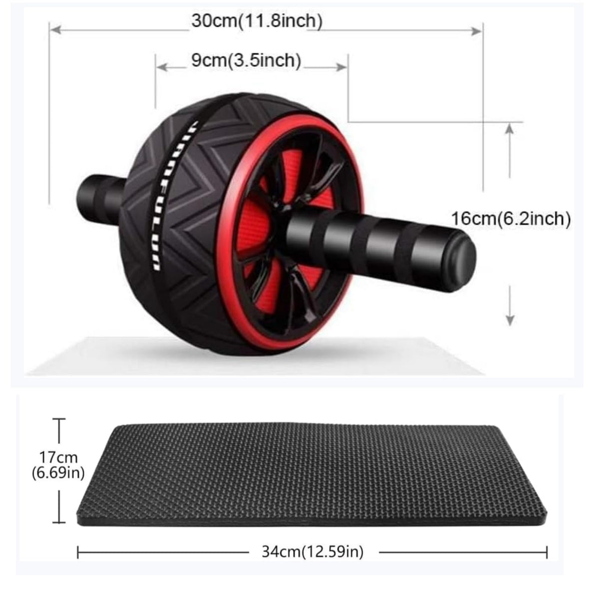 Ab Roller Wheel and Knee Mat, Abs Workout Equipment for Abdominal & Core Strength Training, Home Gym Fitness Exercise Wheels for Women Men, Abdominal Wheel (all red)