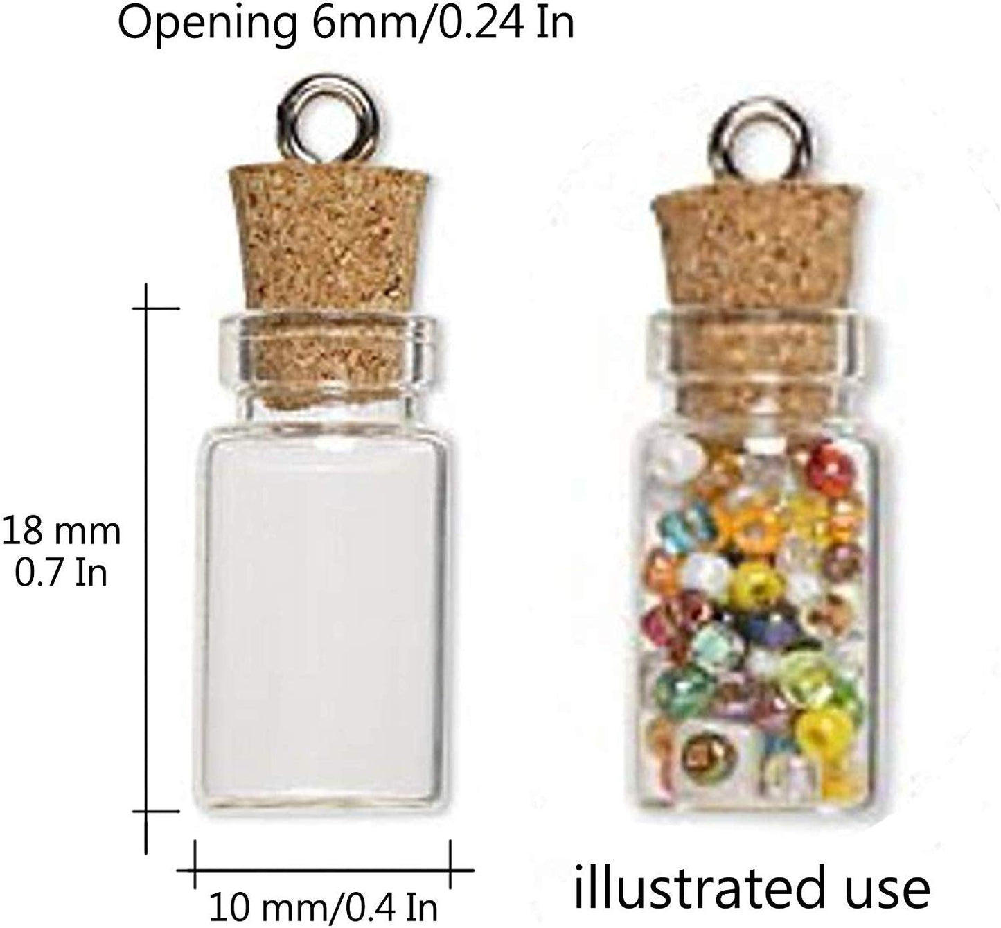 Healthcom 0.5ML Cork Bottles Vials Clear Glass Bottles Mini Tiny Jars Bottles With Corks Miniature Glass Bottle With Cork Empty Sample Jars Small,100 Botlles + 100 Screws