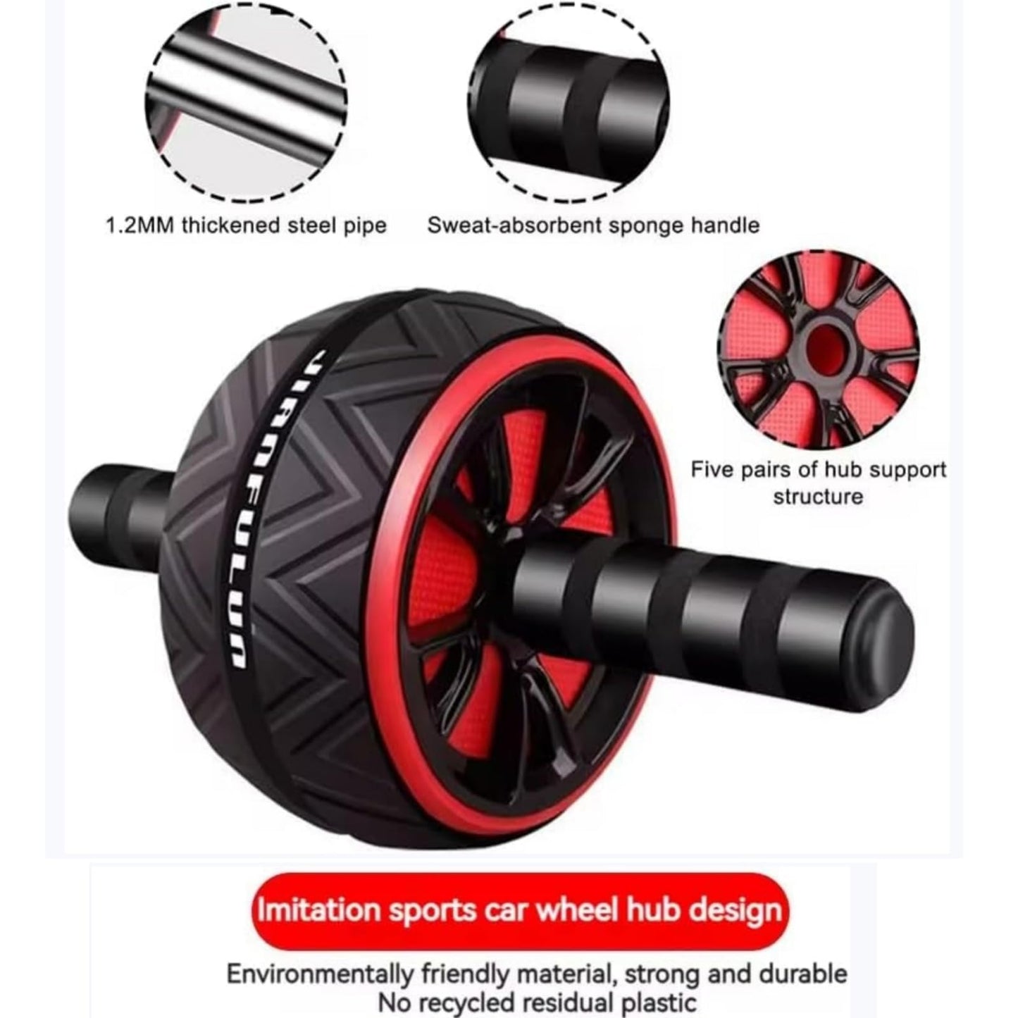 Ab Roller Wheel and Knee Mat, Abs Workout Equipment for Abdominal & Core Strength Training, Home Gym Fitness Exercise Wheels for Women Men, Abdominal Wheel (all red)