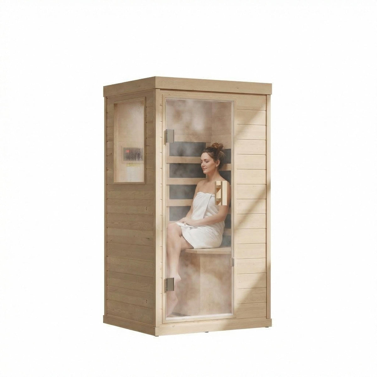 IDEALHOUSE Far Infrared Sauna for Home, 1-2 Person Indoor Sauna Room with Low EMF Heaters, Canadian Hemlock Wood, Warm White Light & Bluetooth Speakers, 1200W/110V Plug & Play, 32.7" x 27.6" x 60.2"