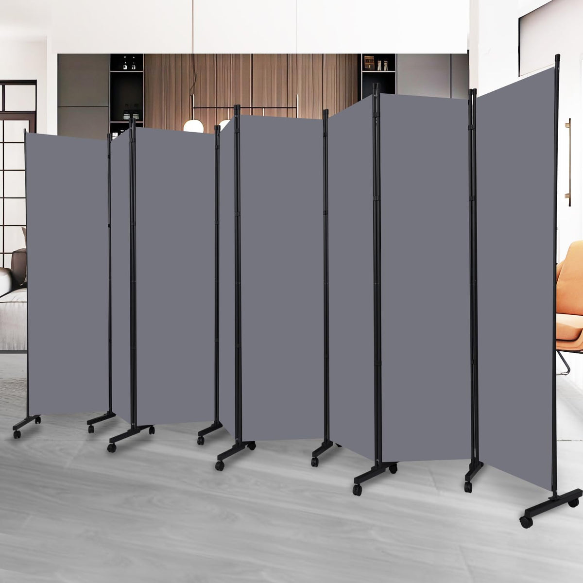 Room Divider 6 Panel-176''Wide Folding Privacy Screen,Large Partition Wall