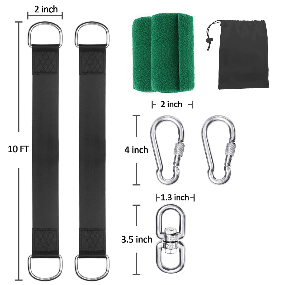 Werflyto Safe Tree Swing Hanging Straps Kit, 3FT/10FT/15FT/20FT, Heavy Duty Holds 5500LBS Extra Long Adjustable Tree Swing Straps, Easy & Fast Way to Hang Any Swing or Hammock(10 FT)