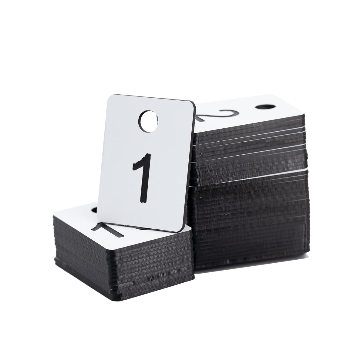 StayMax Plastic Numbered Tags Rectangle Key Number Tags Number Disc with Hole (1-100, White)