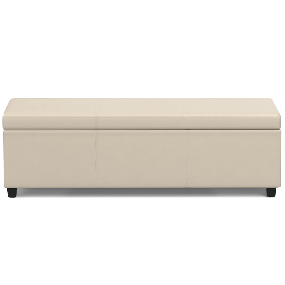 SIMPLIHOME Avalon Extra Large Storage Ottoman Bench - 54 inch Wide Upholstered Vegan Leather Rectangular Lift-Top Ottoman in Satin Cream, Contemporary Bench for Living Room with Hidden Storage