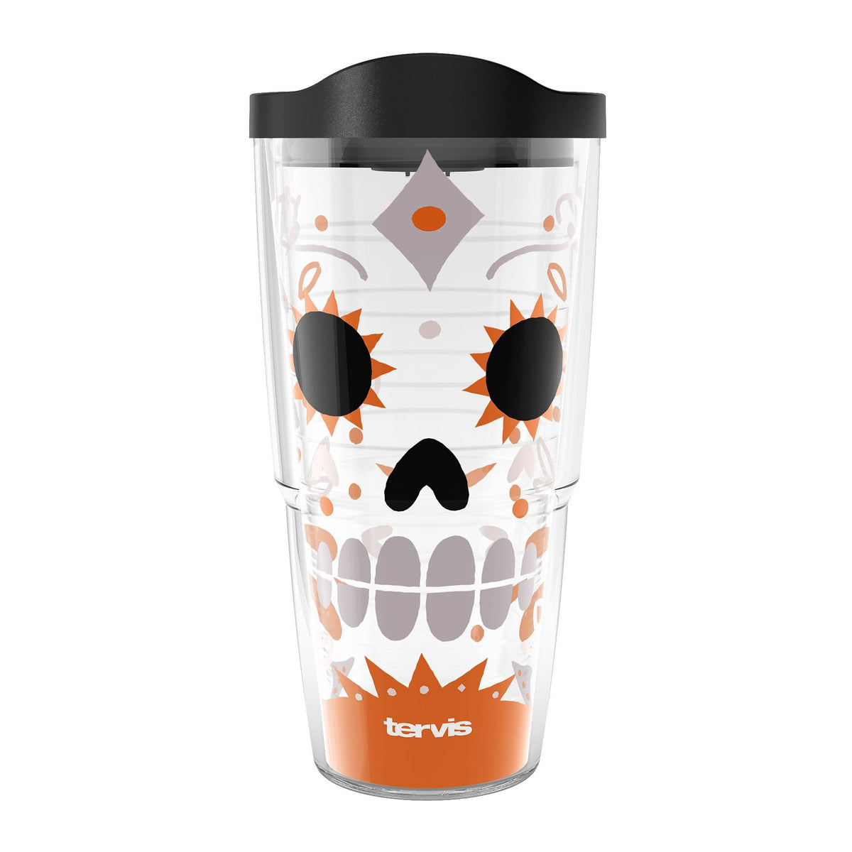 Tervis Super Sugar Skull Halloween Made in USA Double Walled Insulated Tumbler Travel Cup Keeps Drinks Cold & Hot, 24oz, Classic