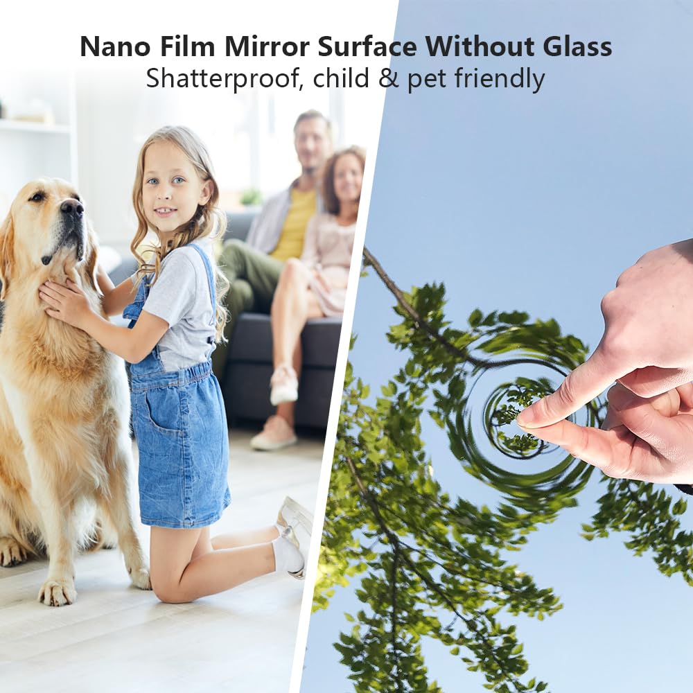 HDmuxel Full Length Mirror with Wheels, 71 "x 40", Black, Nano Film Surface Without Glass, shatterproof, Safe, Lightweight, only 13lbs Easy to Move and Install, for Home Gym, Dance & Yoga Studios.