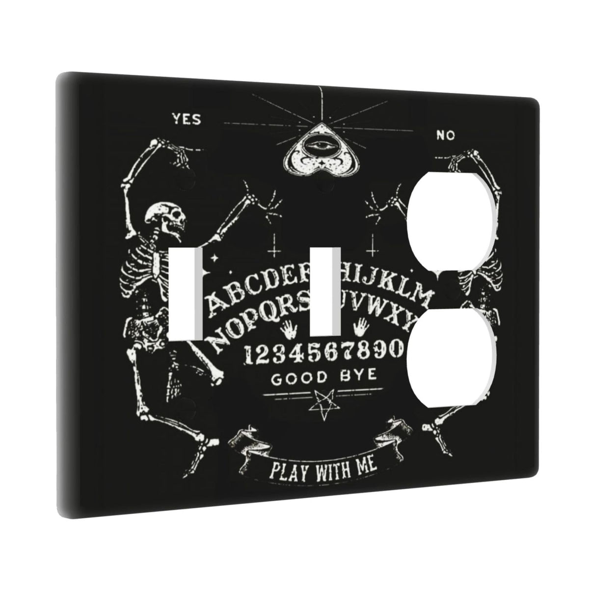 Gothic Skull Mysterious Skeleton 3 Gang Combination 2 Toggle 1 Duplex Receptacle Outlet Covers Light Switch Cover Combo Wallplate Decorative Faceplate