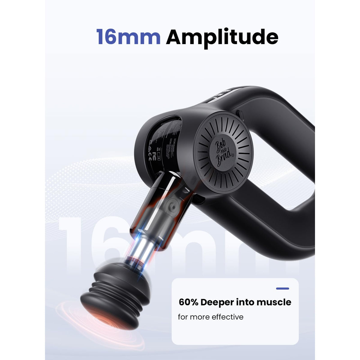 BOB AND BRAD D6 Pro Massage Gun Deep Tissue Percussion with 16mm Amplitude 85lbs Stall Force, FSA Eligible & HSA Approved Professional Muscle Massager for Athletes, Quiet Electric Back Massager