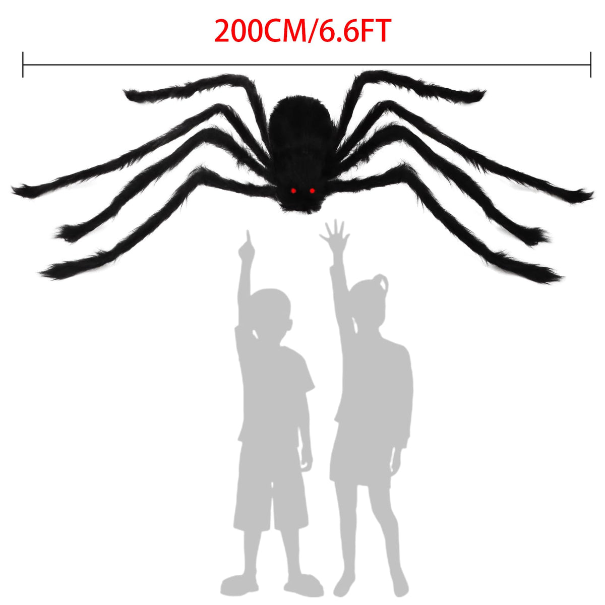 Libay Halloween Giant Spider Decorations - 2PCS Realistic Large Scary Props for Indoor Outdoor and Yard Garden Lawn Party (6.6FT) Black