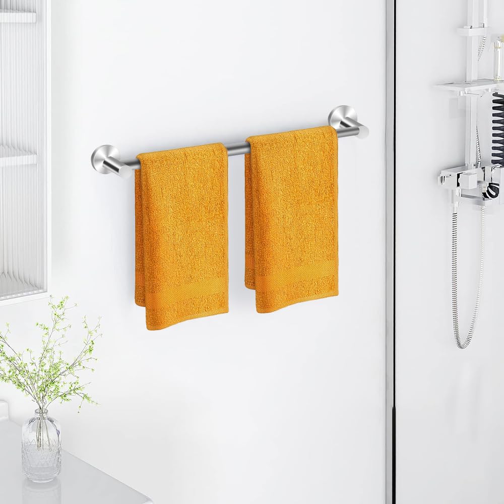 MGahyi Towel Racks for Bathroom-Adjustable Towel Holder(13.18inch-24inch) Sturdy and Rustproof Towel Bar Wall Mounted, Single Towel Bar Rod for Bathroom Accessories(1Pack,Silver)