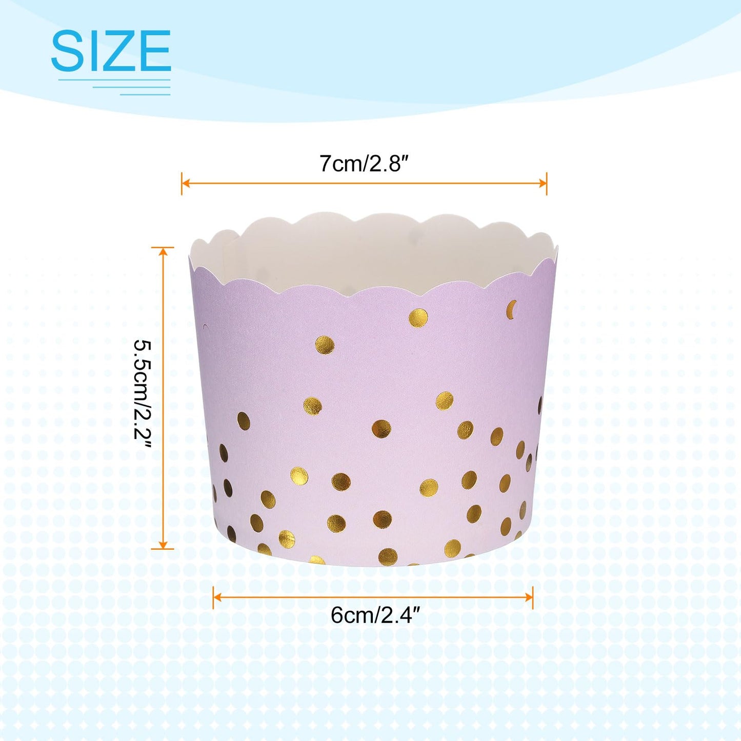 HARFINGTON 50Pcs Colorful Paper Baking Cups 6oz Cupcake Wrappers Scalloped Muffins Liners Disposable Greaseproof Containers for Birthday Party, Gradient Purple