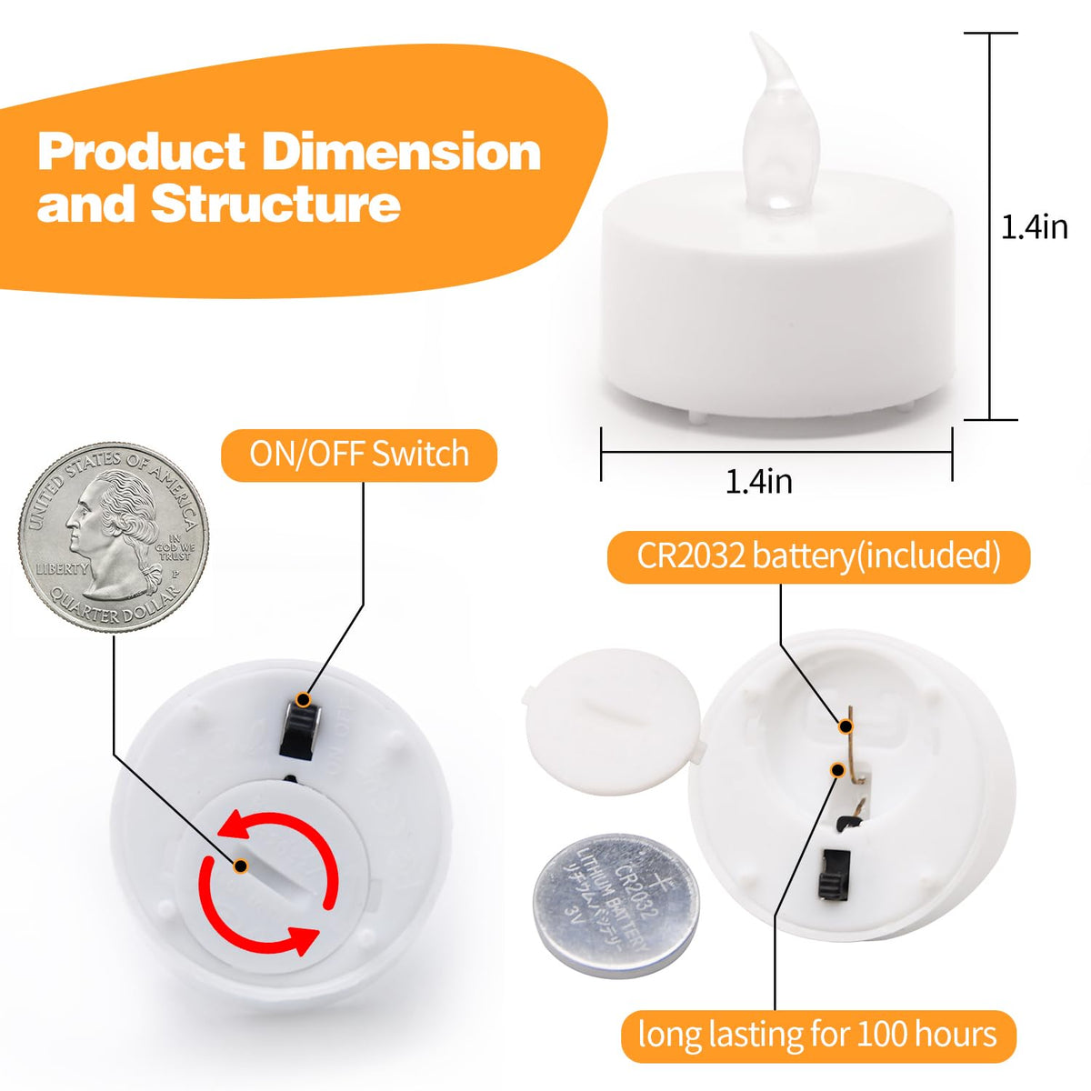 KOABY 100 Pack Warm White LED Tea Lights, Last 100H+, Flickering Flameless Battery Operated Tea Lights for Decor