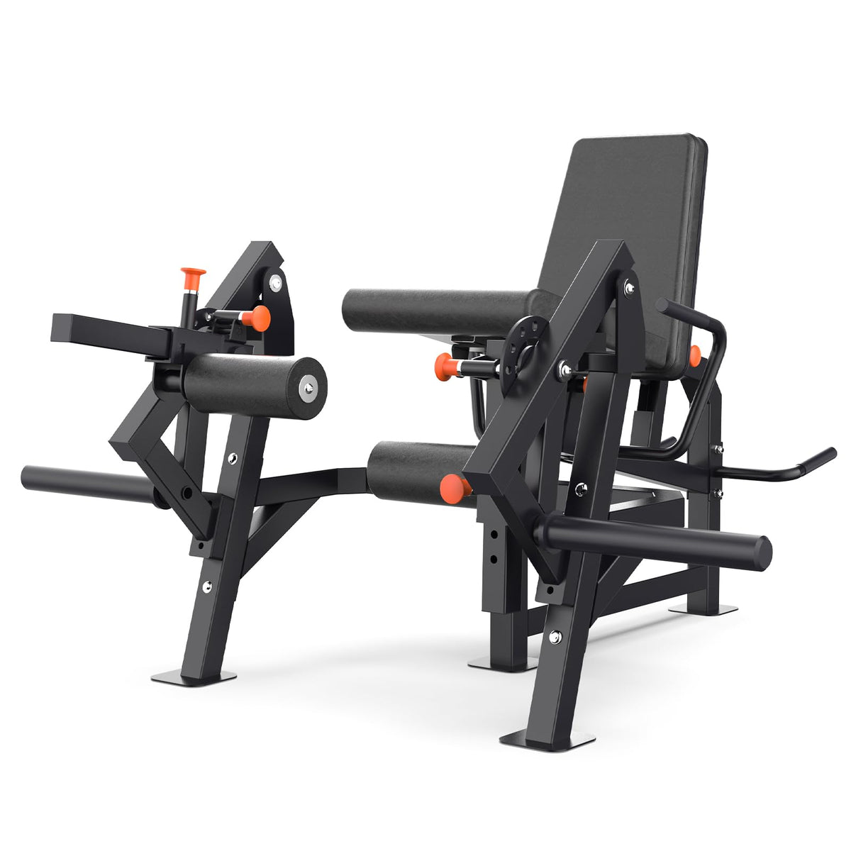 HIKEDIN Leg Press and Curl Machine, Single Leg Extension, Seated Leg Curl, Adjustable Leg Workout Bench, Plate Loaded Home Gym Equipment for Thigh & Hamstring Training, Heavy Duty Steel Frame，Black