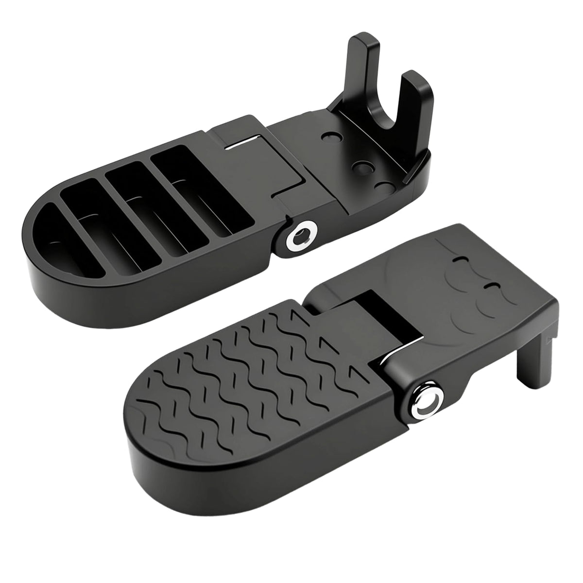 Heran Aluminum Alloy Folding Bike Rear Pedals, 2Pcs, Black, Rear, Compatible with 15mm U-Slot Axle Bikes