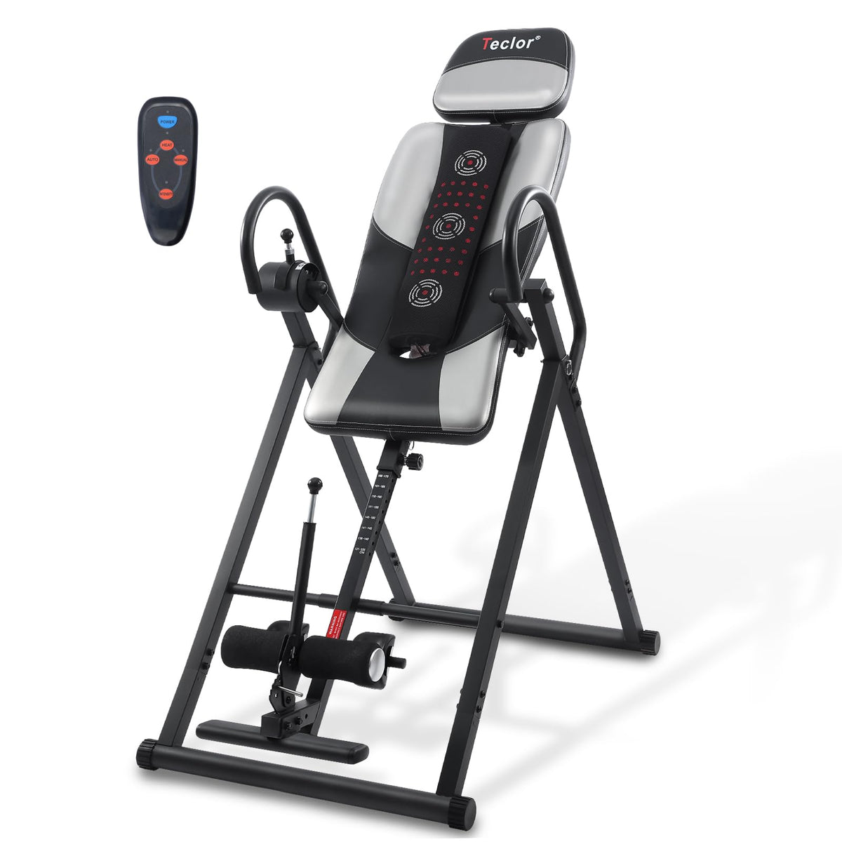 Teclor Inversion Table,Advanced Heat and Massage Function,Strength Training Inversion Table for Back Pain Relief,Heavy Duty Inversion Table 350 lbs Capacity with Wider and Thickened Backrest