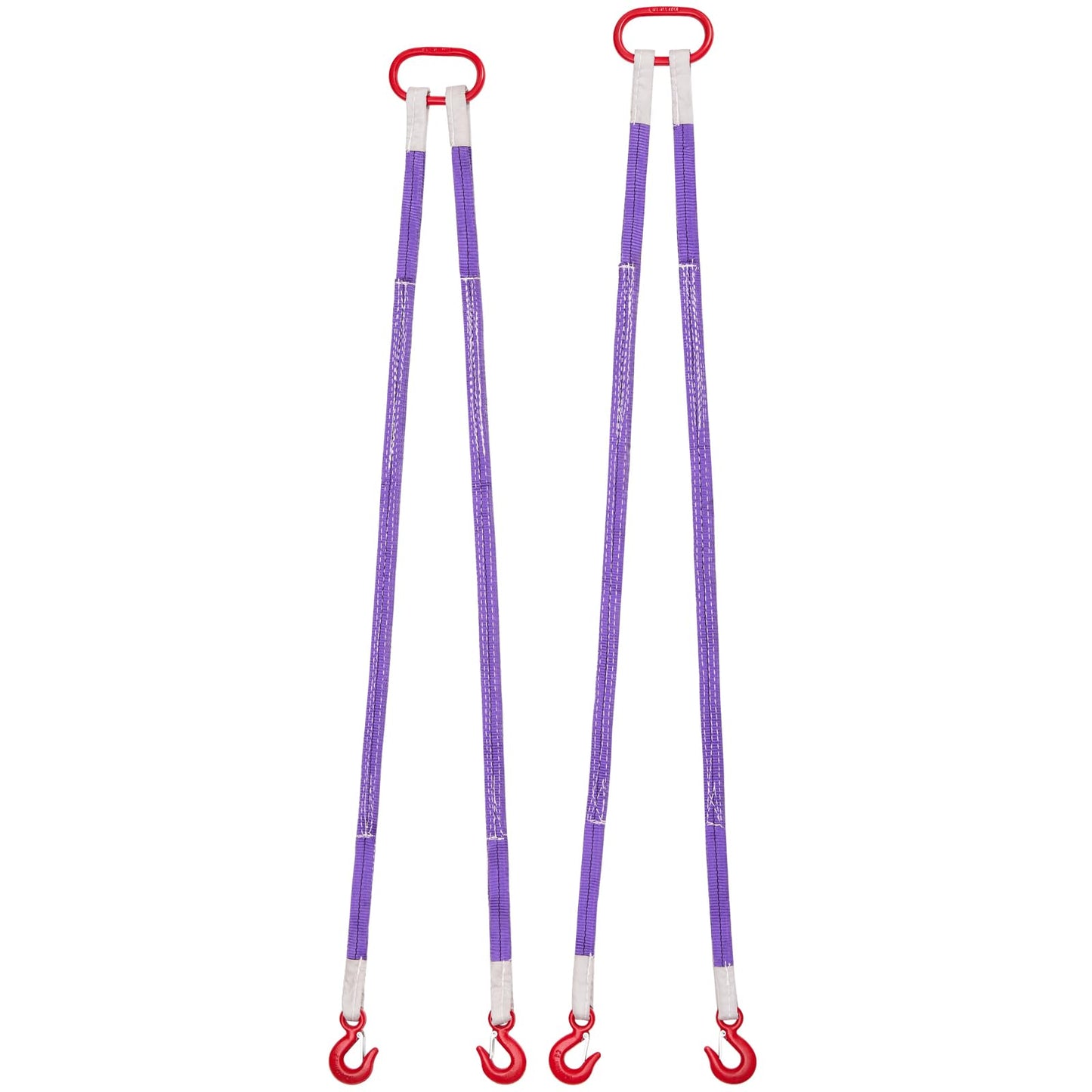 VEVOR Lifting Sling Straps, 2Pcs Two-Leg Polyester Bridle Sling with Hooks, 4400LB Capacity, 5Ft Heavy Duty Rigging Strap, Thickened & Wear-Resistant Webbing Slings for Engines Cranes Hoists Truck
