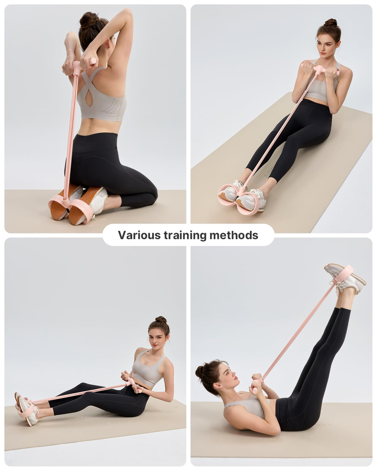 YOTTOY Smart Foot Pedal Puller with Digital Counter, Pedal Puller Resistance Band System with Handles for Full Body Stretching Yoga Home Workout, Pink