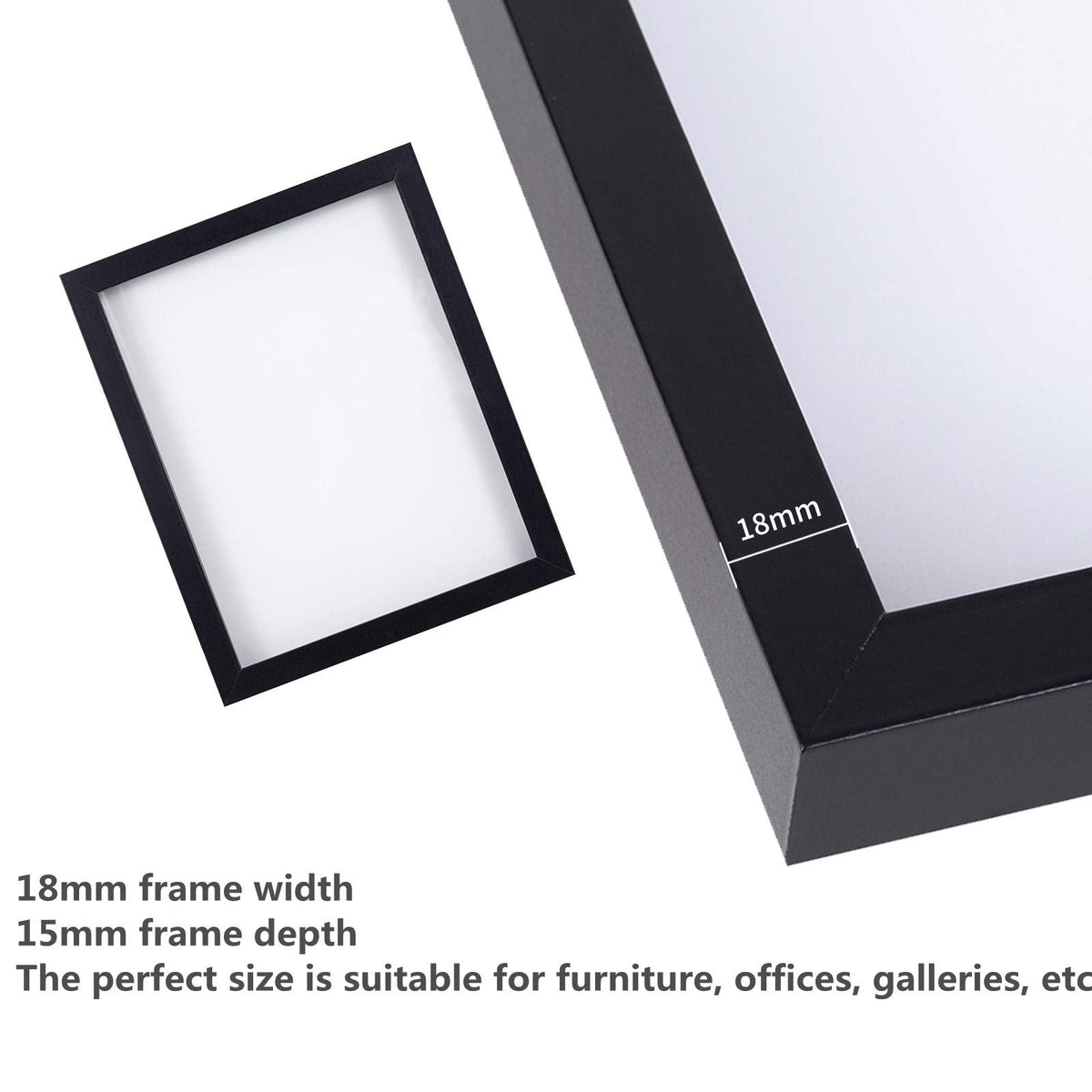 Muzilife 8x10 Shadow Box Frame Wood 3D Picture Frame with Glass Cover, Display Case for Wall-Hanging or Free-Standing Picture Showcase, Set of 3, Black