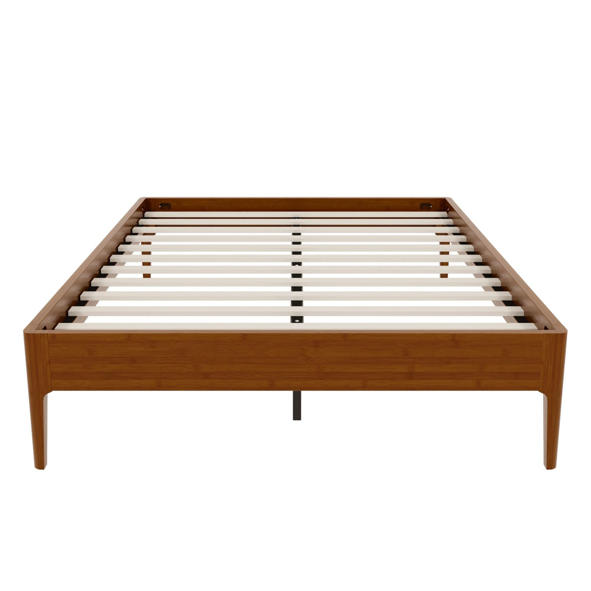 Merax Full Size Solid Dry Bamboo Wood Platform Bed, Mid-Century Minimalist 15" High Bed Frame with Wood Slat Metal Support, No Box Spring Needed, Easy Assembly (No Headboard), Brown