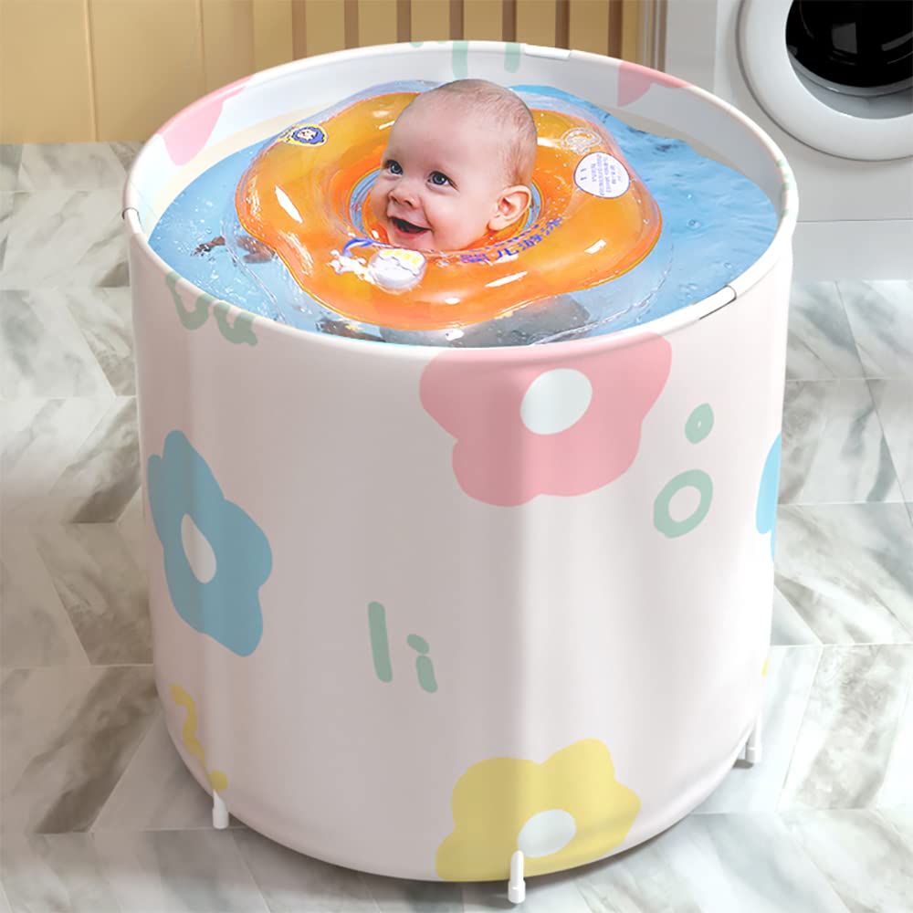Genrenyen Portable Bathtub for Adults Foldable PVC SPA Soaking Standing Bath Tub for Shower Stall, Non-Inflatable Hot Ice Bath Tub with Thickened Thermal Foam to Keep Temperature