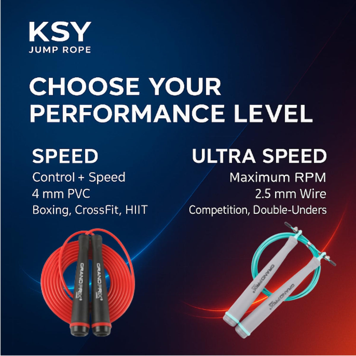 Grand Prix Ultra Speed Light Wire Jump Rope (S-707, Sky Blue) – Professional Steel Wire Speed Rope for Boxing, CrossFit & HIIT – Adjustable Jump Rope with Precision Bearings – Made in Korea