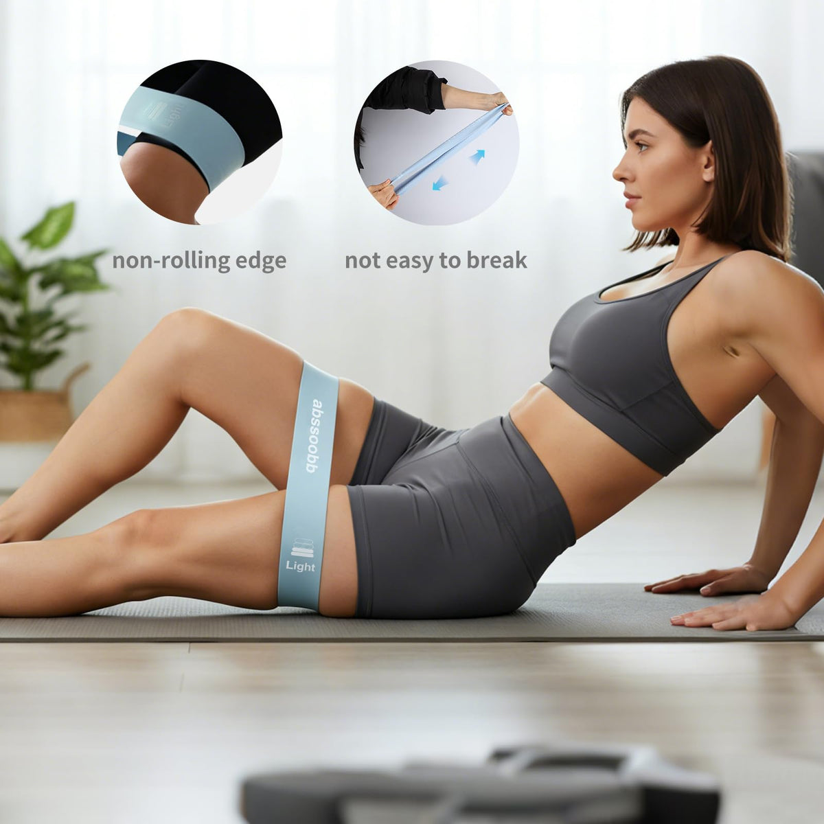 Abssoobb Silicone Resistance Loop Bands Latex-Free No-Slip Glute Booty Bands 2-Pack for Physical Therapy, Post-Op, Yoga, Pilates, Workout & Stretching