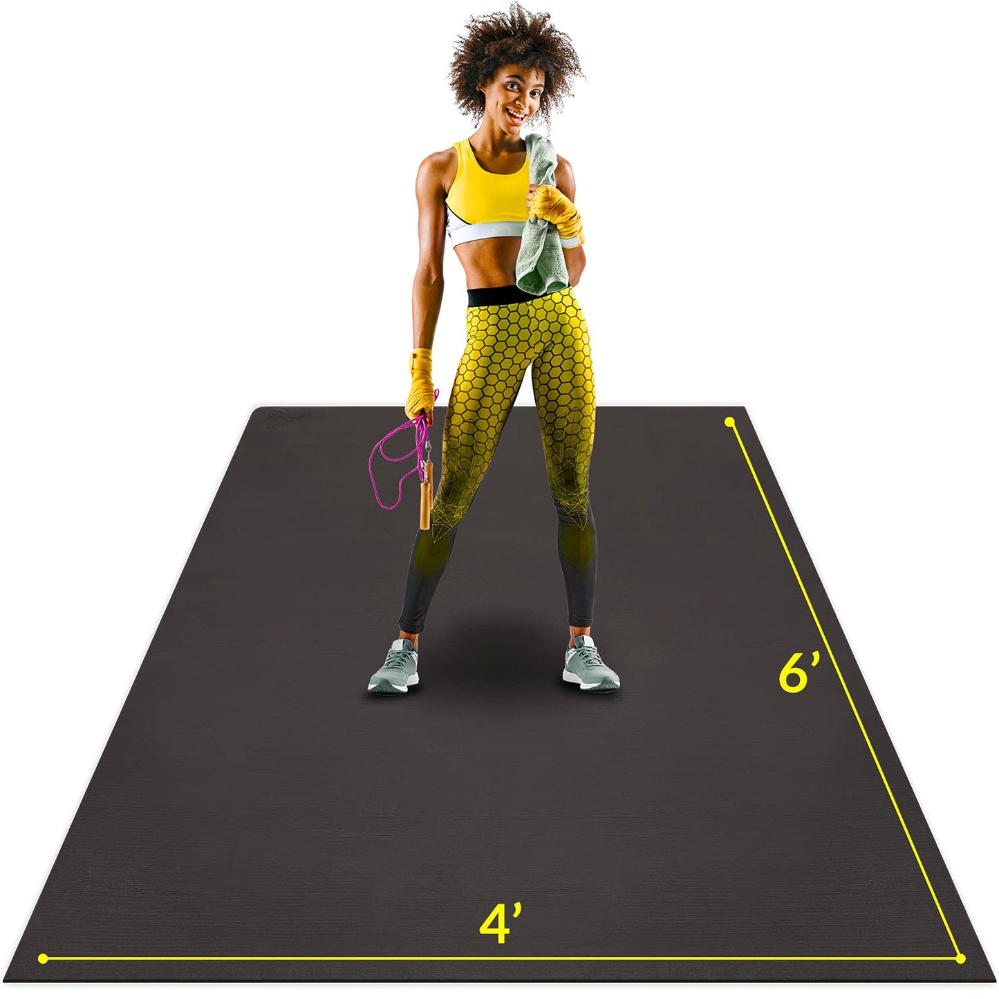 ActiveGear Large Exercise Mat for Home Workout | Workout Gym Flooring for Home Gym | Rubber Workout Mat - 6 x 4 ft Black