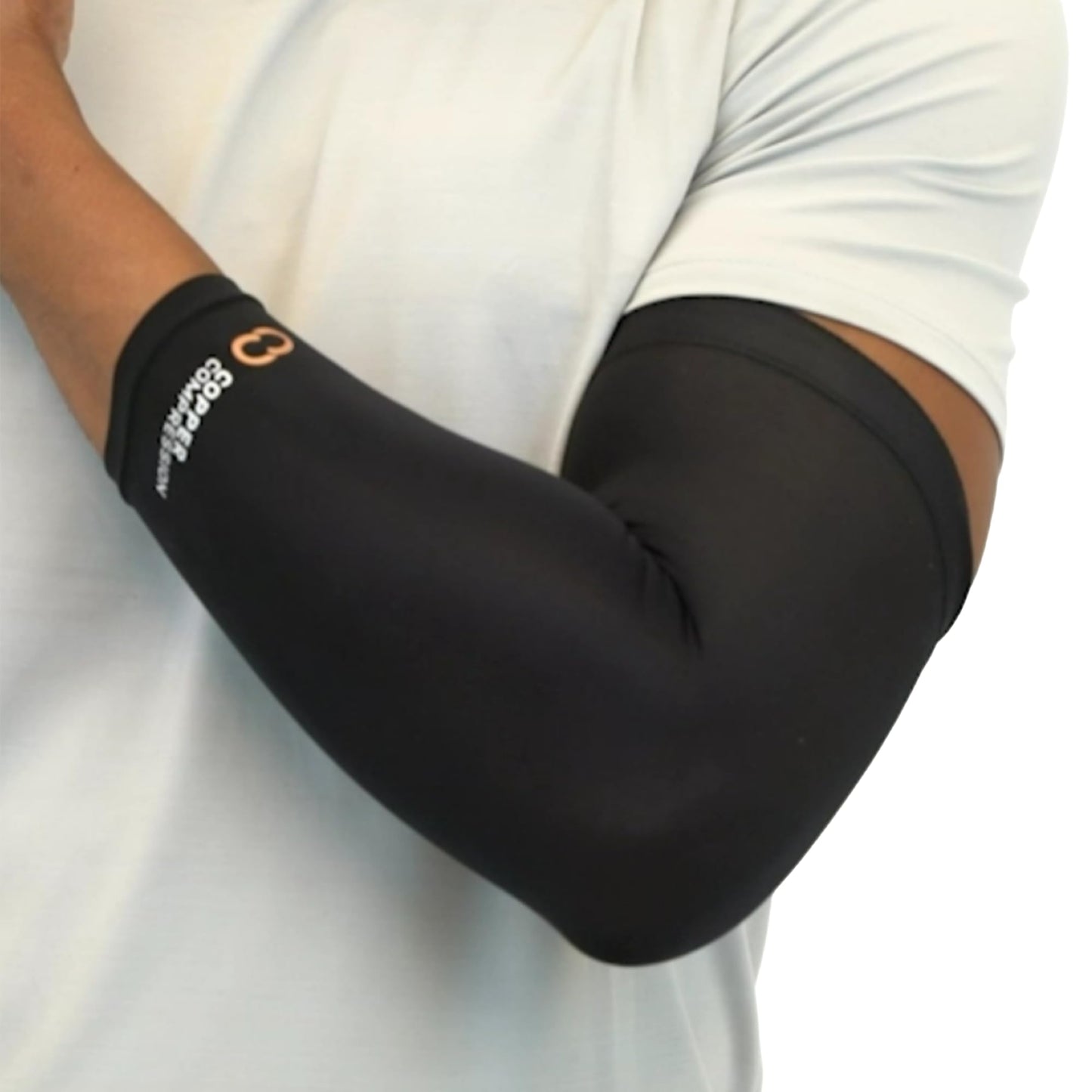 Copper Compression Arm Sleeve - Copper Infused Full Arm Brace for Forearm, Bicep, Triceps - Tennis Elbow, Basketball, Golf, Arthritis, Tendonitis, Bursitis, Post Surgery Rehab - Odor Resistant - Black - M