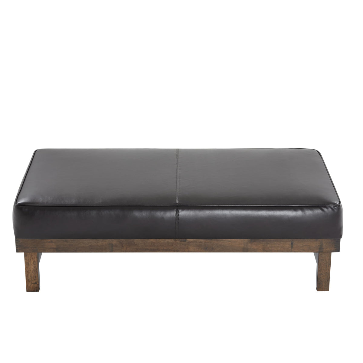 Christopher Knight Home Hillman PU Ottoman with Wood Frame,Rectangular Upholstered Footrest Bench,Non Storage Faux Leather Ottoman Bench for Living Room Bedroom Entryway Home Decor,Brown