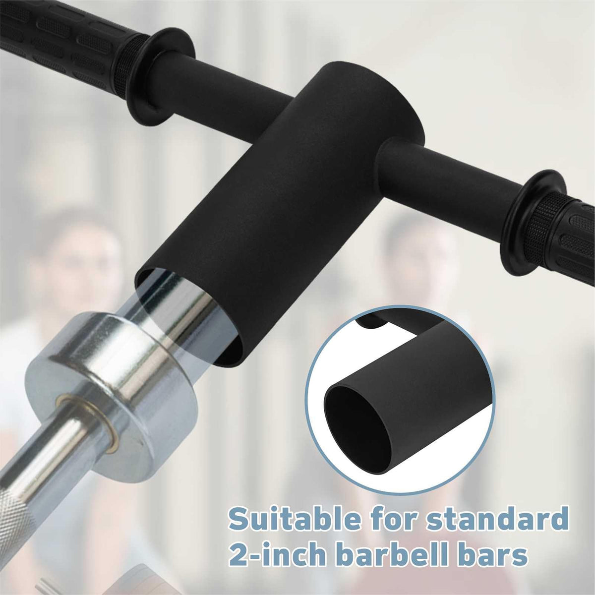 YZZHAJ T Bar Row Barbell Handle, T Bar Landmine Handle Attachment for Olympic Barbell Bar, T Bar Row Attachment with Rubber Grip Fits 2inch Strength Training Bars