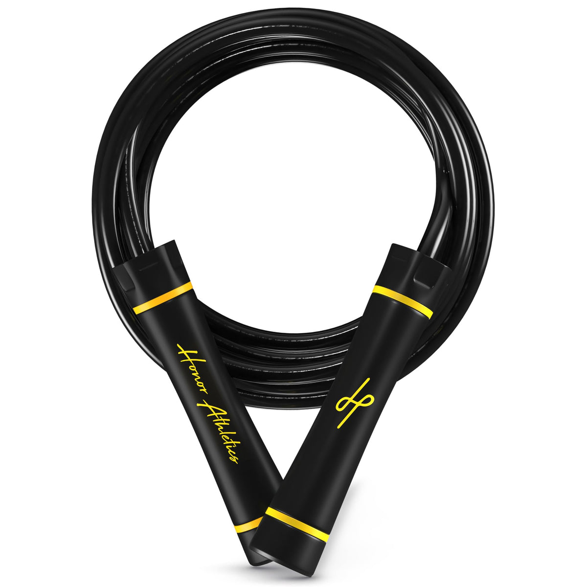 Honor Athletics,WEIGHTED 1.1lb HEAVY Jump Rope for High-Intensity and Strength Training,Adjustable 10ft PVC Rope with Ergonomic Grip, Ball Bearing, and Fitness,Designed for Adults and Kids (Black)
