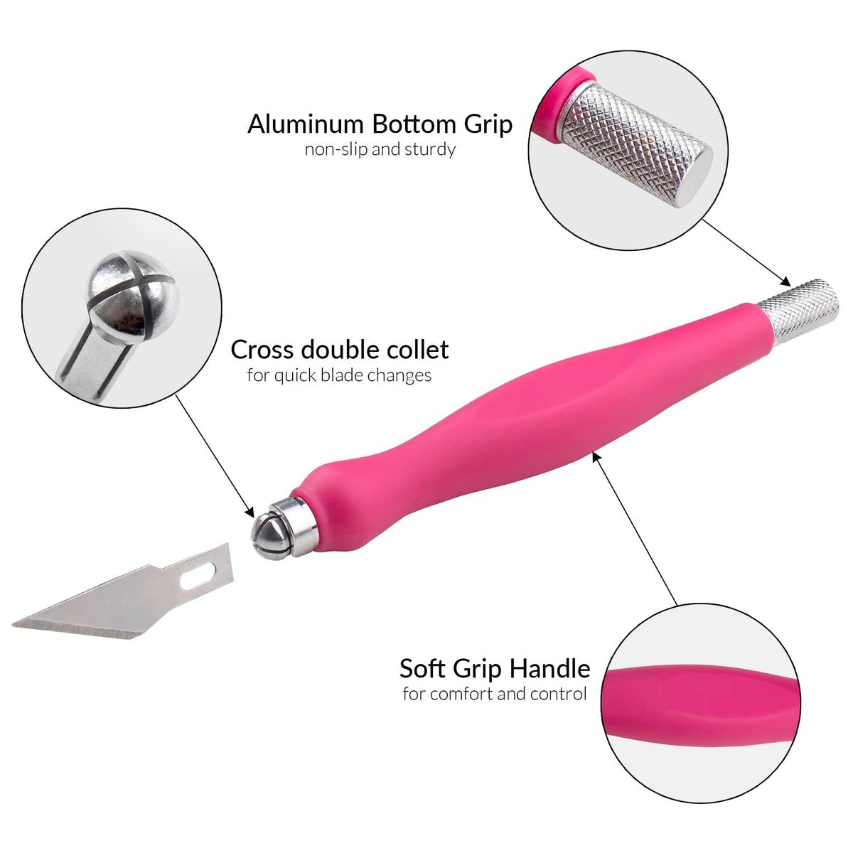 WA Portman 2-Piece Pink Craft Knife Set – Sharp, Durable Hobby Knife Set with Comfort Grip & 100#11 Craft Blades for Precision Cutting, DIY, and Crafting Projects