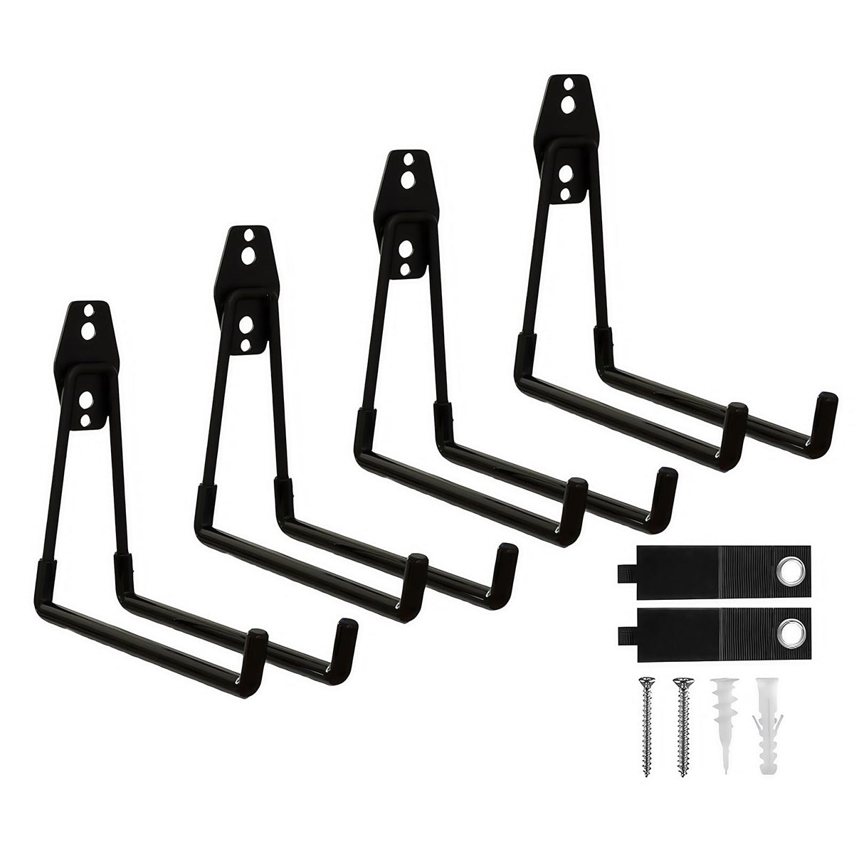 CRXCRC Garage Hooks, 4 Pack 7.7inch Large Square Wall Hooks for Hanging Heavy Duty Ladders, Bikes, Tools Ideal for Garage, Garden, Basement Utility Room Storage (Black)